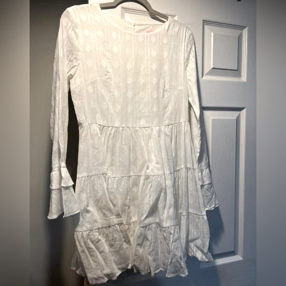 Pink lily white tiered dress